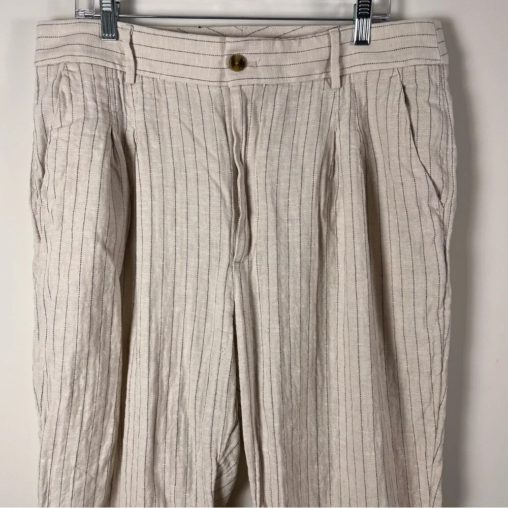 Banana Republic Womens Linen Blend Pants Size 16 Neutral Lightweight Tailored